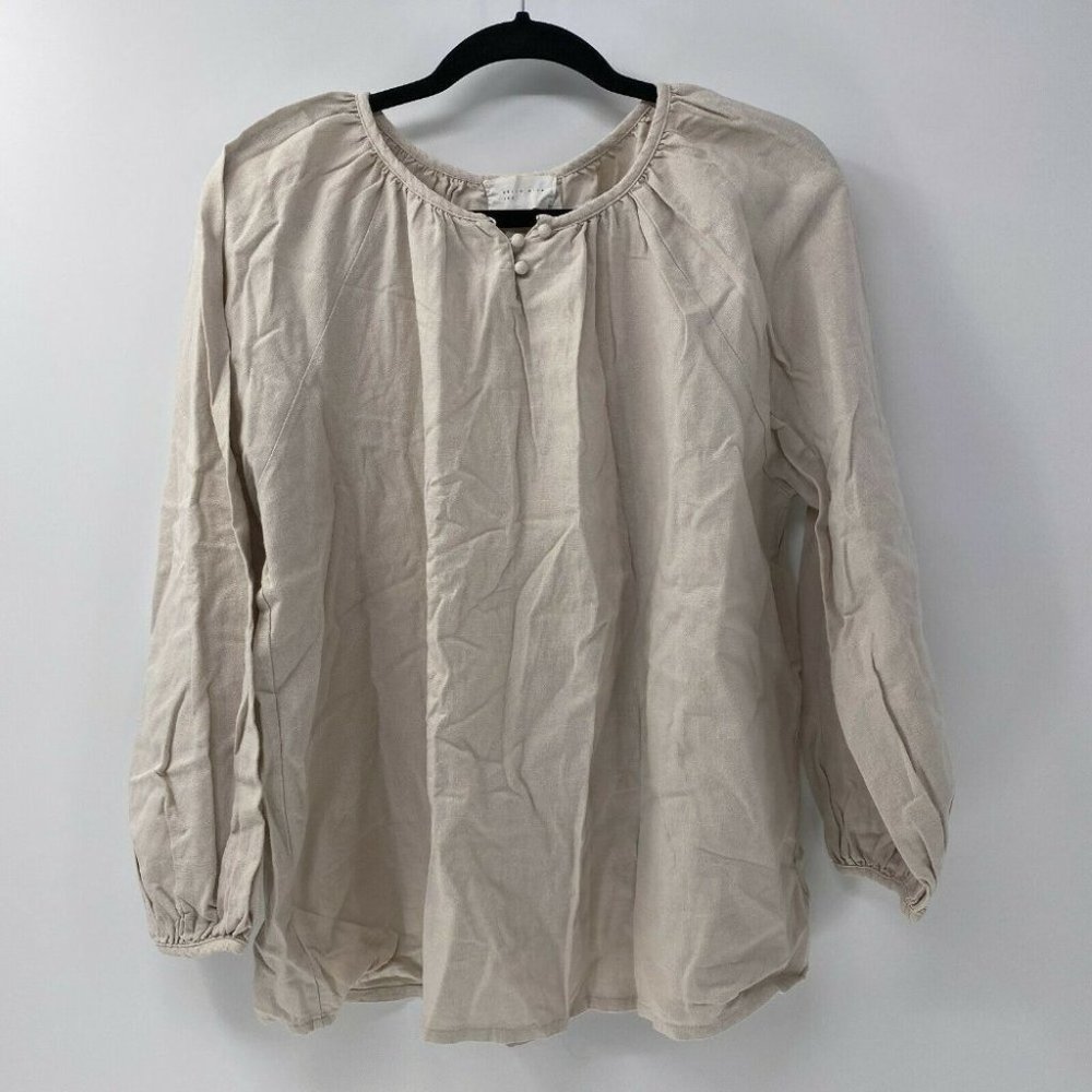 HELLO milk tee obersized blouse top balloon sleeves beige NO SIZE